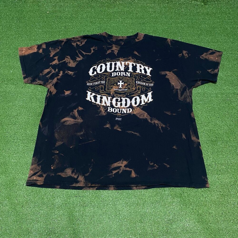 Country Born Kingdom Bound Custom Bleach Washed Jesus Tee Shirt 3XL Kerusso 2014